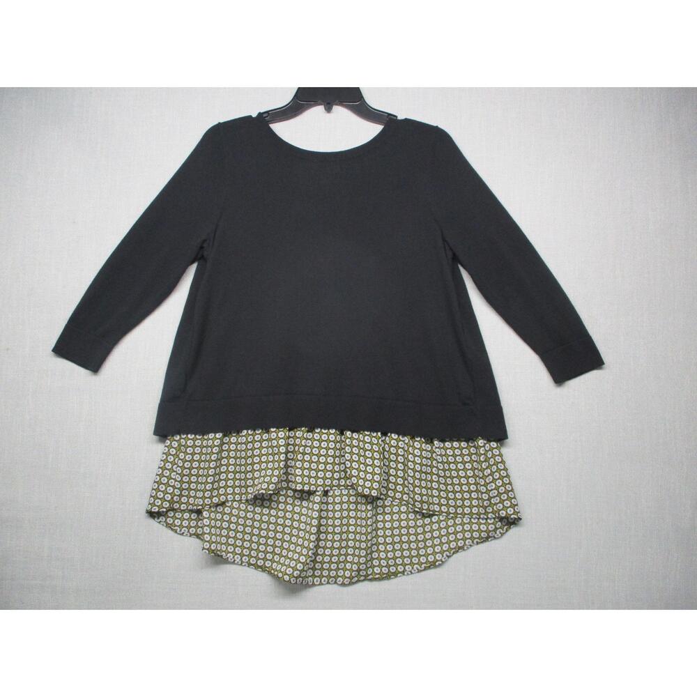 LOFT Outlet Black‎ Floral Feminine Trendy Layered Sweater Womens Size Small